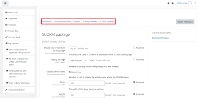 SCORM package page
